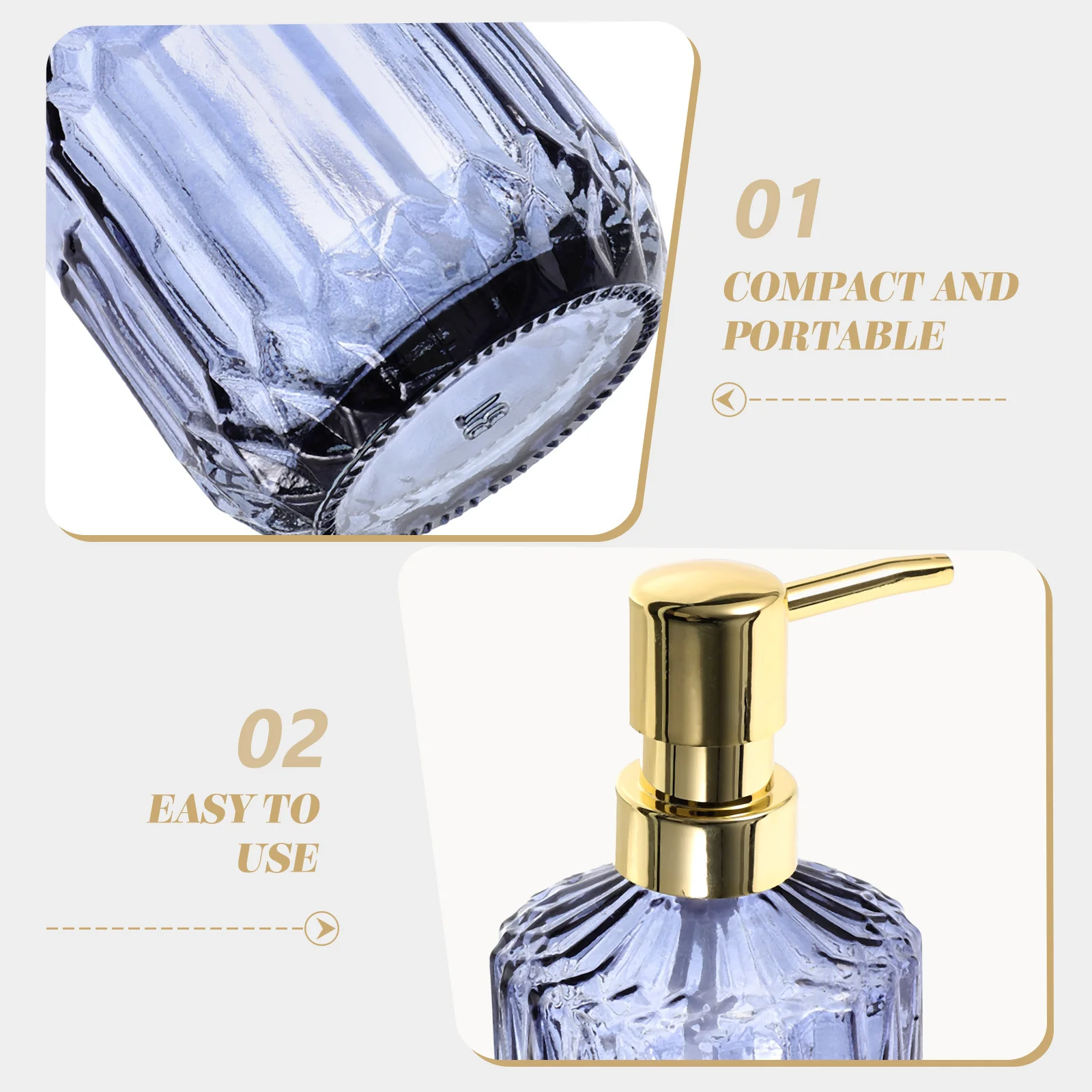 

Glass Pump Dispenser Bottle Refillable for Hand Soap Shampoo Body Wash Modern Elegant Look Home Hotel Office Use