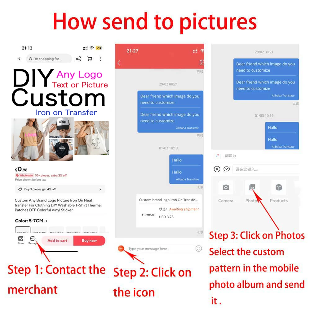 Custom Logo Picture Iron On Transfer DTF Heat Transfer Stickers A-level Washable DIY Clothing Patches For T Shirt Thermal Press