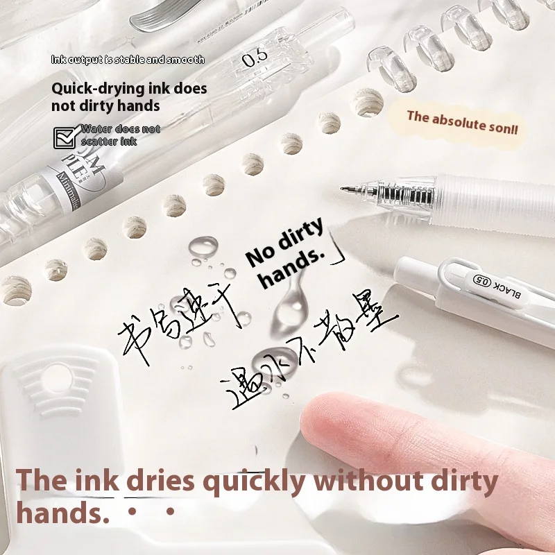 أقلام جل سوداء قوية للكتابة 5 قطع/مجموعة، تستخدم الطلاب أطراف أقلام ST&CS سريعة الجفاف، أقلام توقيع مكتبية بسيطة 0.5 مم #4