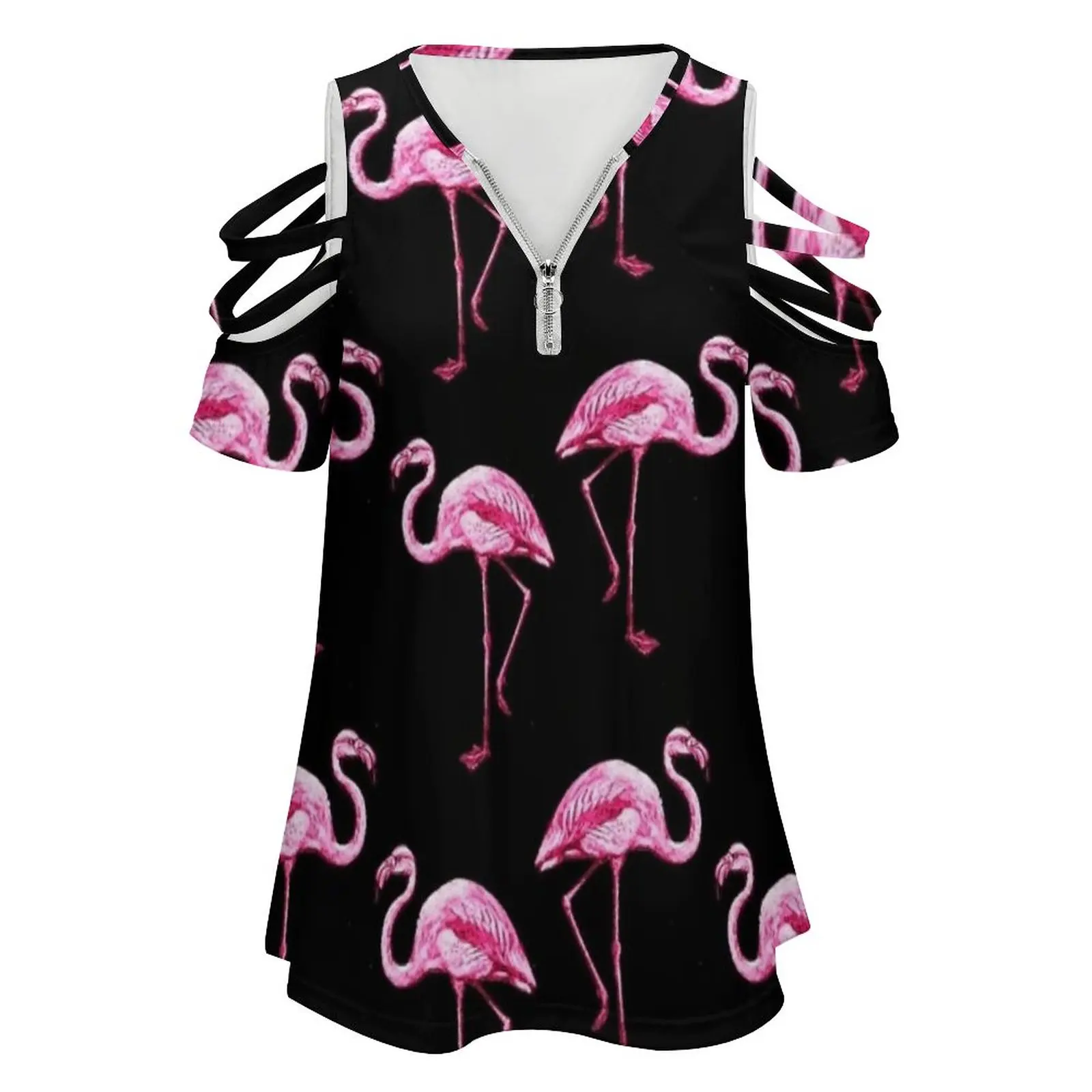 Flamingo Pattern Women T-Shirt Crewneck Casual Short Sleeve Tops Summer Tees Flamingo Pattern Bird Tropical Summer Awesome