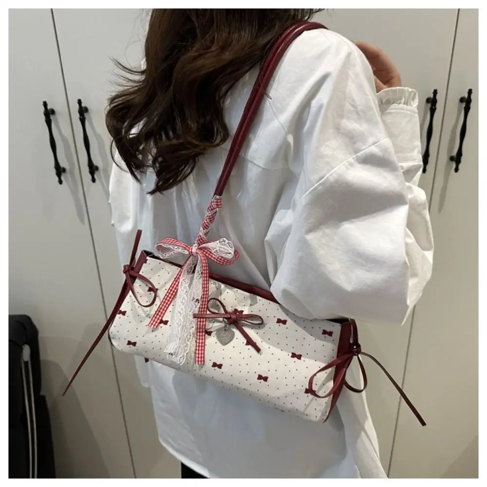 Elegante Damenhandtasche mit koreanischer Schleifendekoration, Nischenstil, PU-Material, quadratische Tasche, Reißverschluss, Unterarmtasche, für den Alltag. – Detail 18