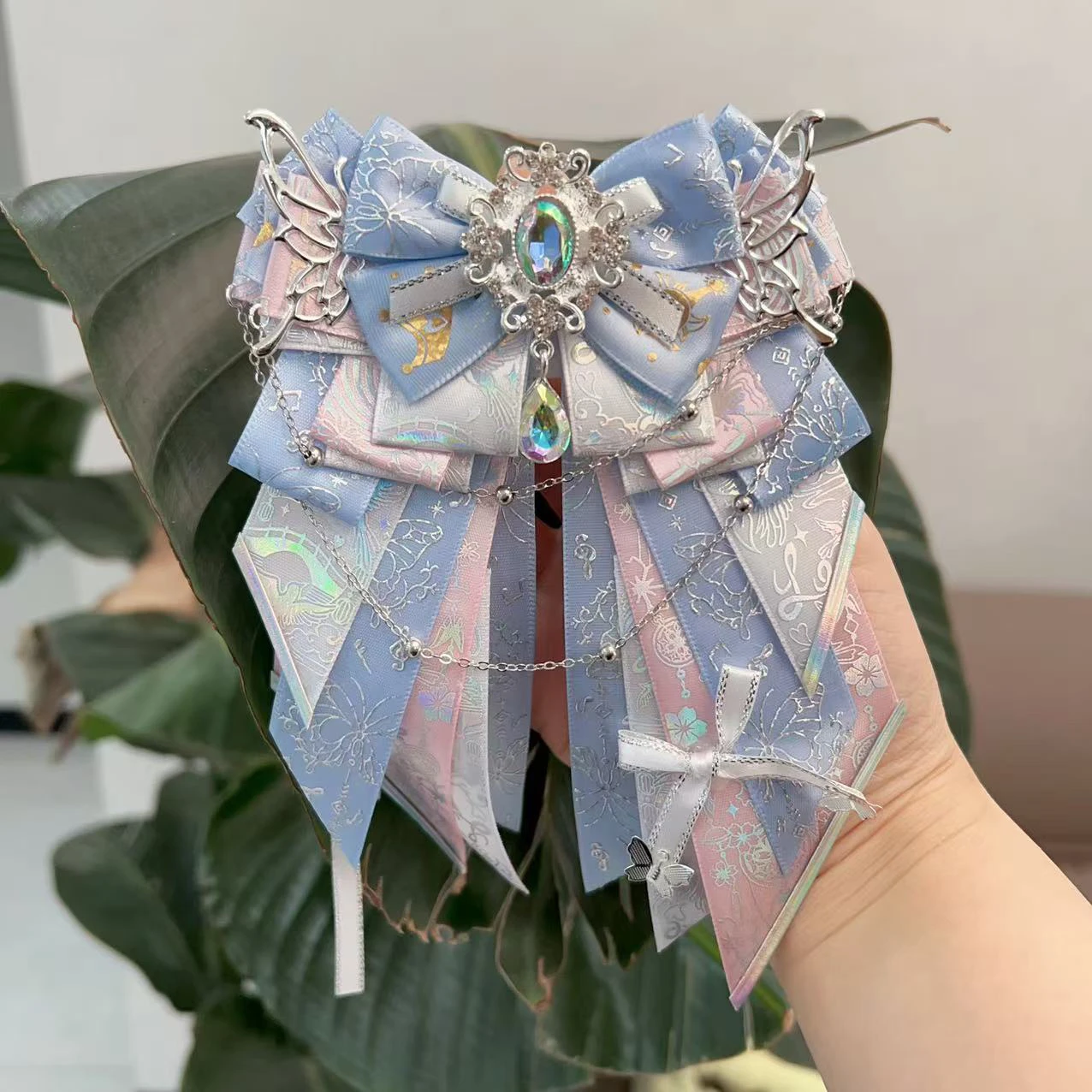 

Pure Handmade Ladies Lolita Bow Princess Shirt Bowtie Collar Flower High End Rhinestone Brooch Anime Support Stick Bow Accessory