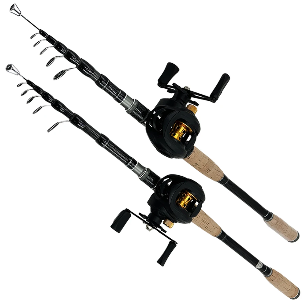 

Ultra-hard Fishing Reel All-metal Bait Casting Speed Ratio 7.2:1/5.2:1 Telescopic Lure Rod 1.8M - 3.0M Combination Set Peche