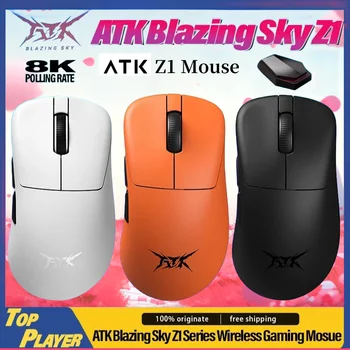 Atk z1 pro max ultra mouse para jogos sem fio personalizado pé paw3950 ultra inteligente velocidade sem fio 8k taxa de pesquisa 0.39ms baixa latência