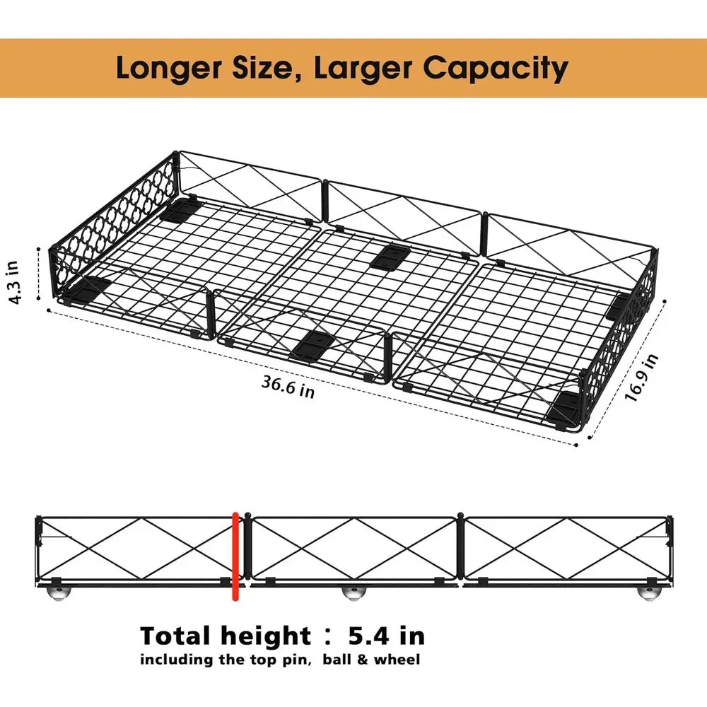 Caixas de armazenamento sob a cama de perfil baixo de pacote duplo com rodas para organização do quarto