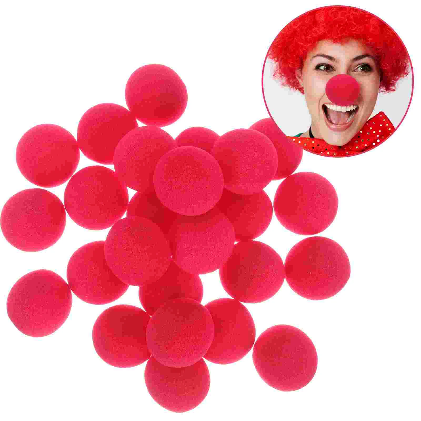 25 Pcs Toy Foam Nose Portable Circus Cosplay Clown Prop Small Sponge Red Carnival Supply Decorative