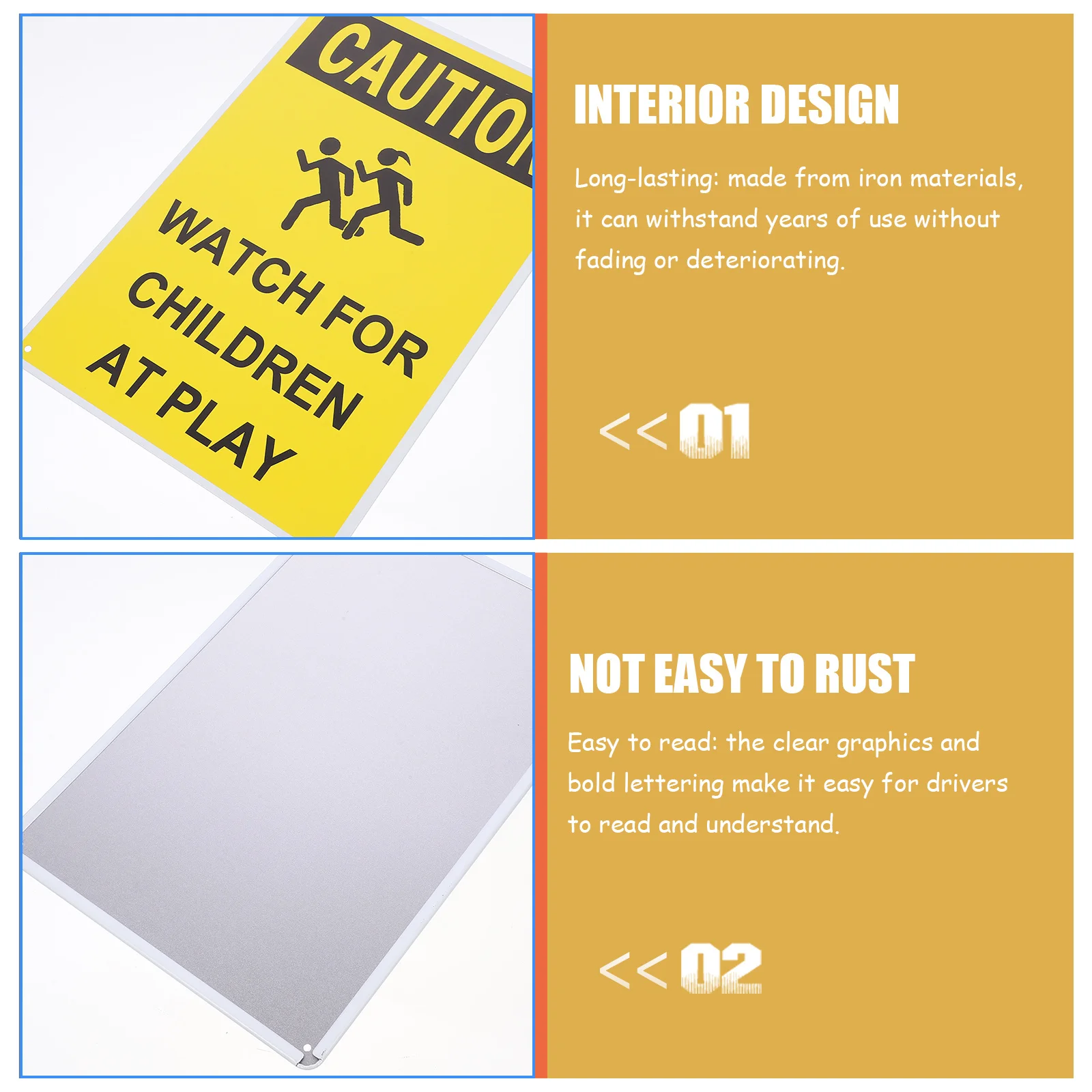 

For Traffic Safety Slow Down Play Caution Metal Warning Traffic Street Sign Sign Durable Outdoor Use