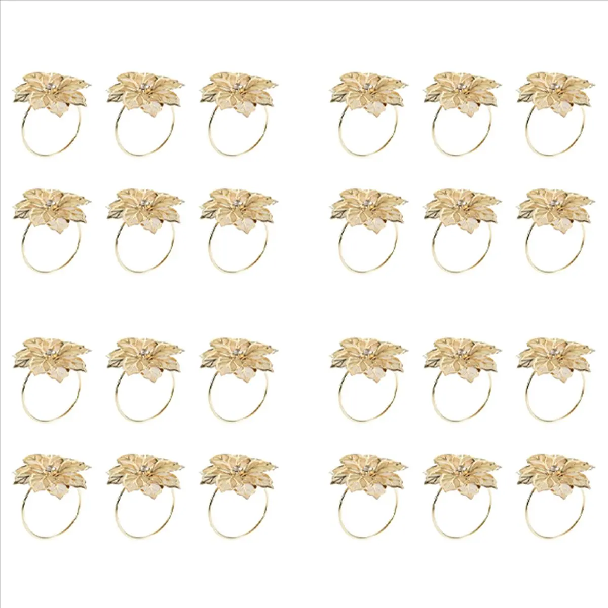 AFOURT-24Pack Serviettenringe, goldene Serviettenringe, Schnallen für Tischdekorationen, Hochzeit, Abendessen, Party, DIY-Dekoration, Gold – Detail 5