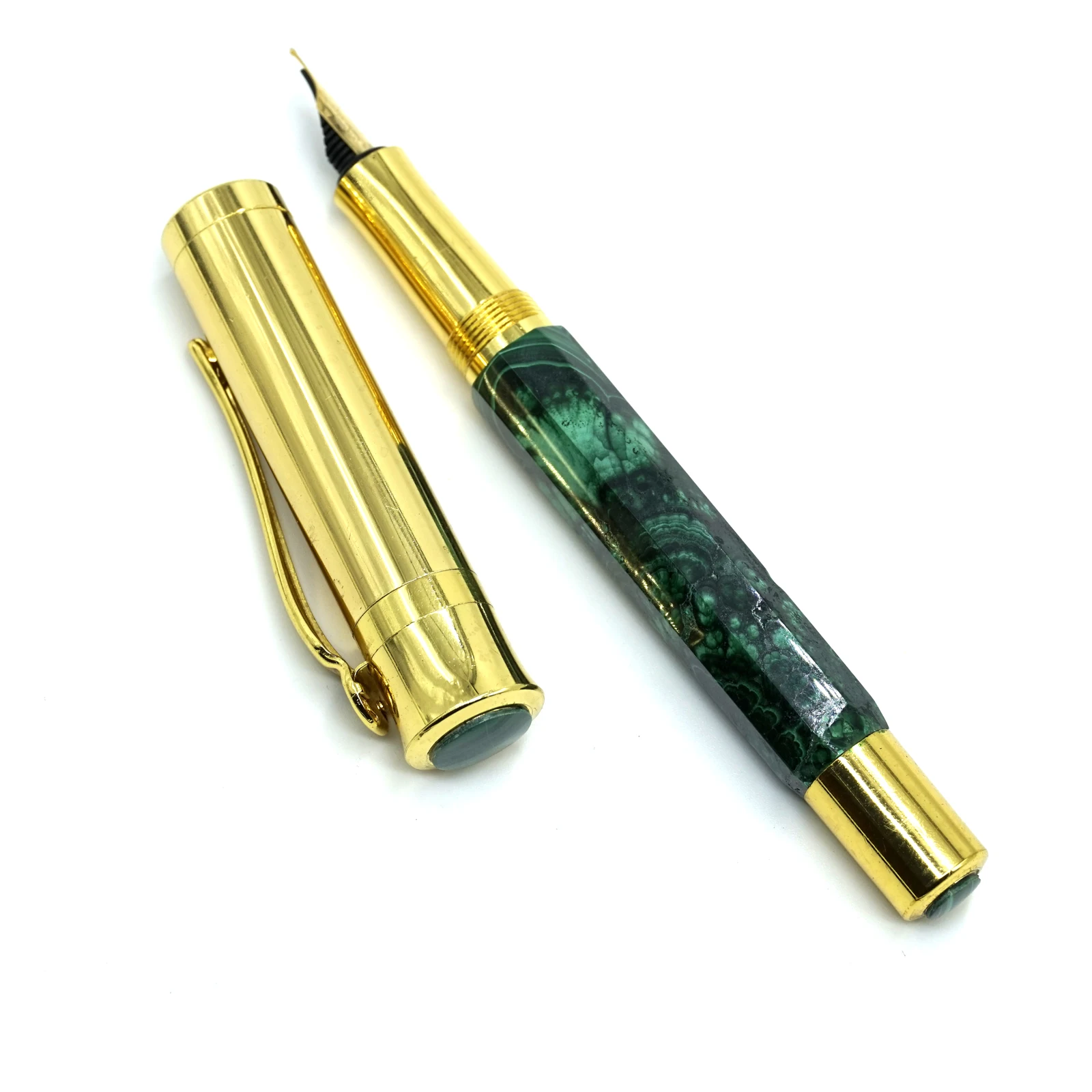 Luxury Quality Fountain Pen Natural Congo Malachite with 0.7mm, 1.0mm Nib Luxury for Collection. Nice Writing Free Gift Box