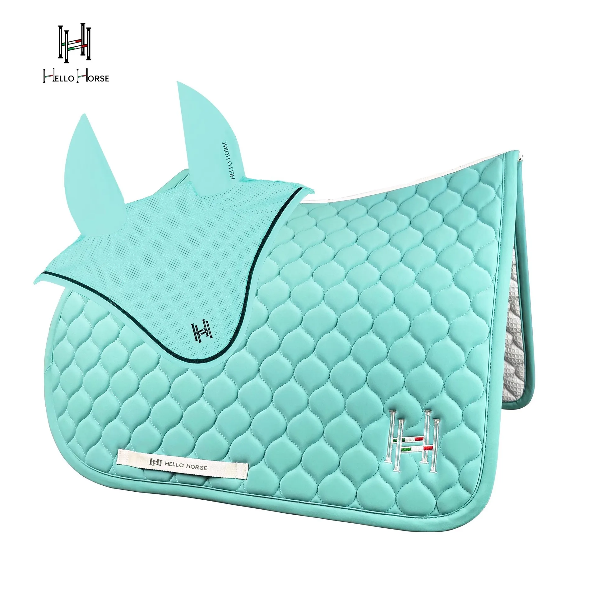 

Hello Horse Equestrian Gear: Matching Two-piece Set Ear Muffs and Saddle Pad Available in Multiple Colors