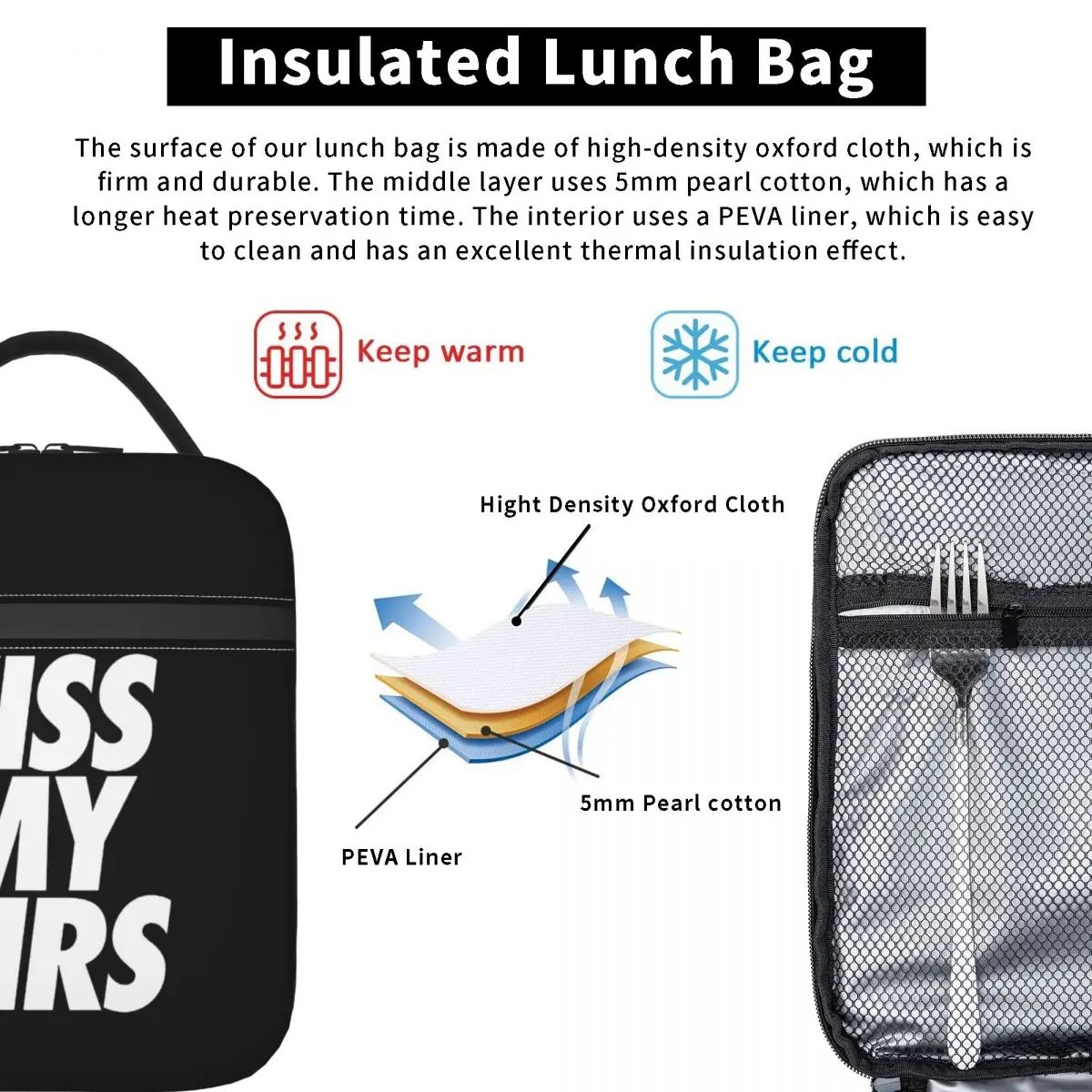 Custom KISS My Airs Lunch Bag Men Women Cooler Thermal Insulated Lunch Box for Student School