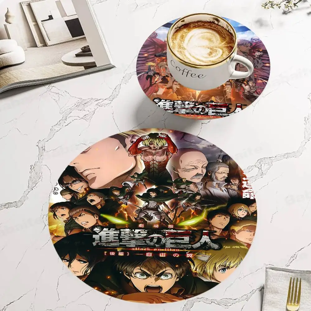 Anime A-Attack On Titans Themed Wooden Coaster Non-Slip Heat-Resistant Fun Dining Table Decoration Cafe Restaurant Gifts