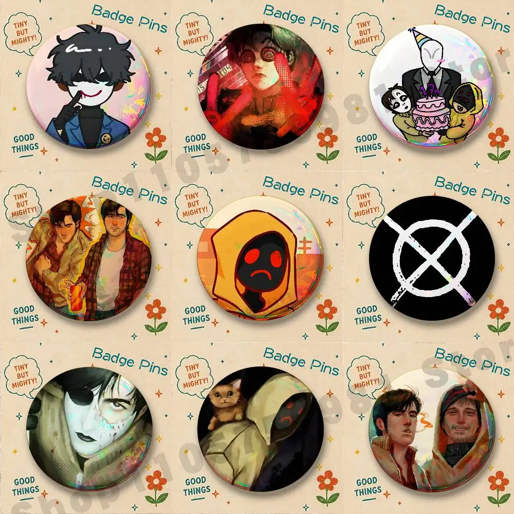 Horror Short Film M-Marble Hornets Cartoon Brooches for Bag Decor Jewelry Accessories Gift