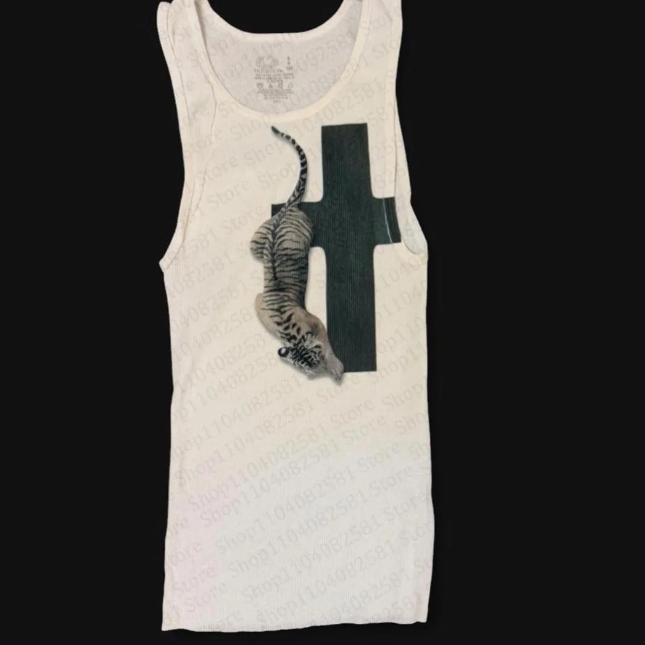 American fashion women's street vest punk mood girl slim fit cut cartoon print cute short Y2K clothing Gothic style baby top