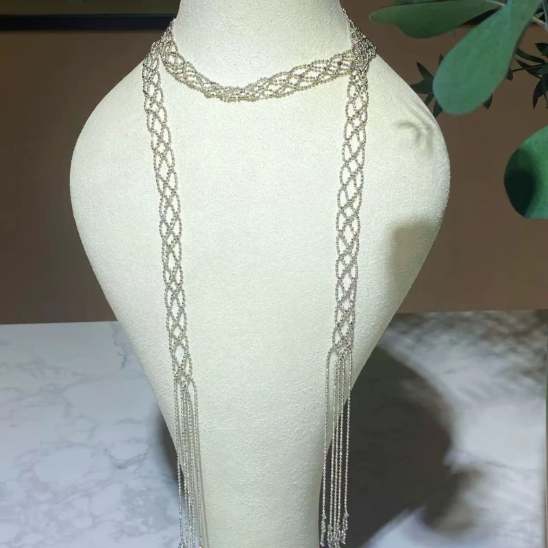 Italian Handmade Plated Fashion Trends Personalized Versatile Design Shiny Hollow Multiple Wearing Methods Long Necklace