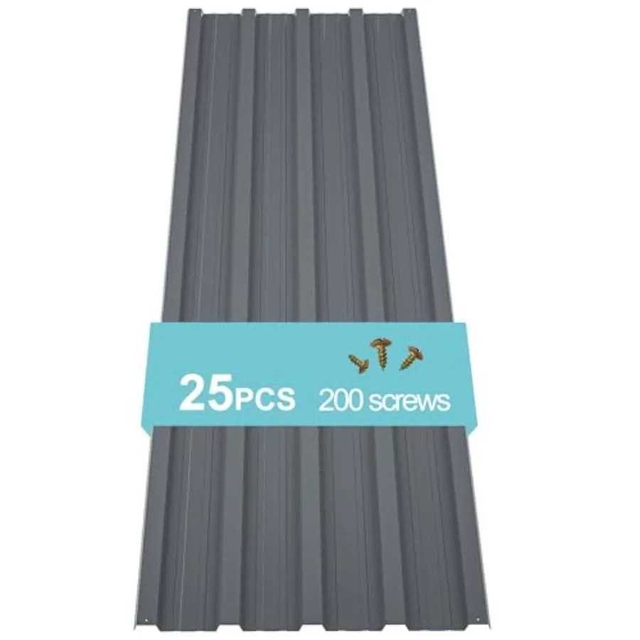 Metal Roof Panels 25 pcs 213 ft² Galvanized Steel Corrugated Tin Roofing Panels Gazebo Top Cover Garages, Sheds, Stables and Mo