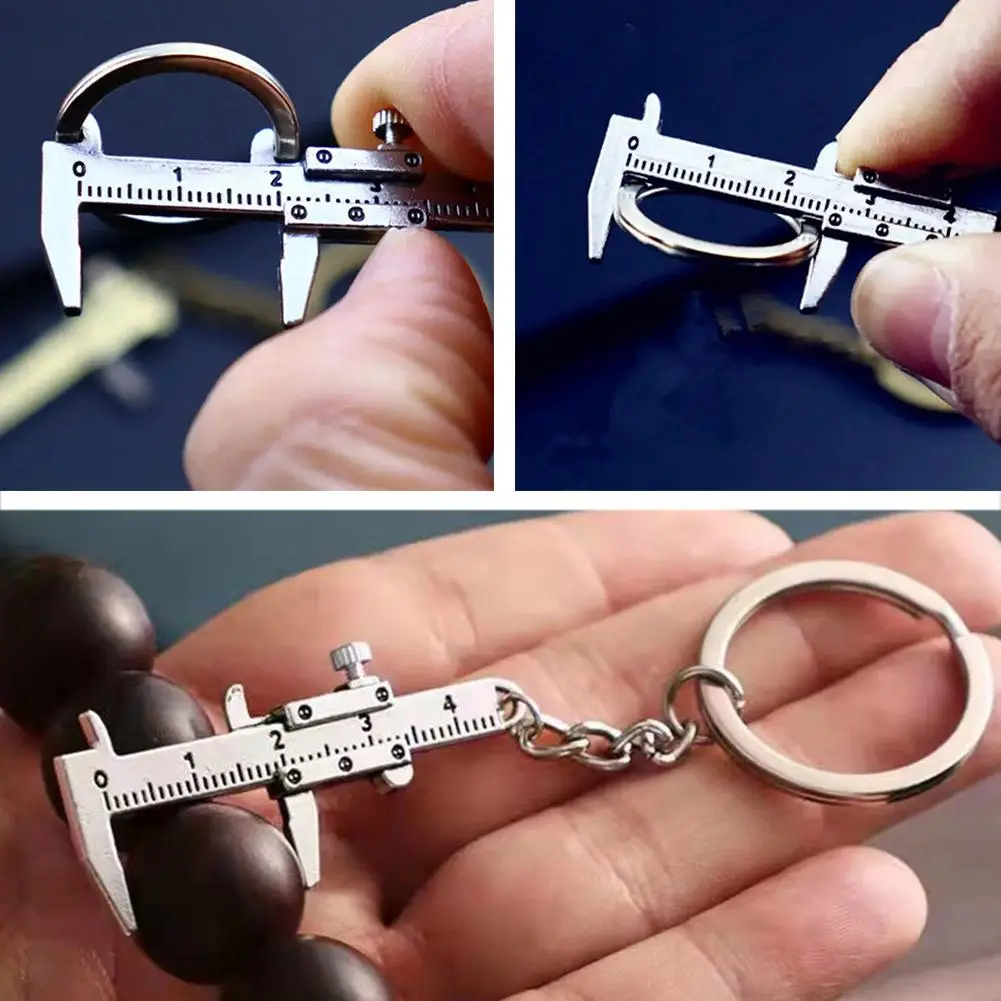 Mini Vernier Caliper Tools Key Portable Measuring Gauging Tools Key Chain Movable Ruler Caliper