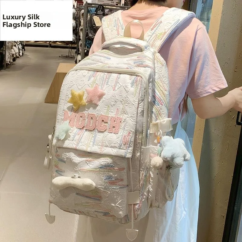 女の子用大容量バックパック-中学生・高校生用-ダブルショルダーバッグ-大容量-防水-ユーススタイル