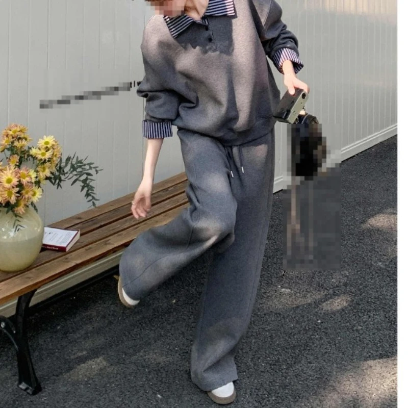 

Leisure Sports Suit for Women, 2025 Autumn New Stylish Sweatshirt and Wide-leg Long Pants Two-piece Set.