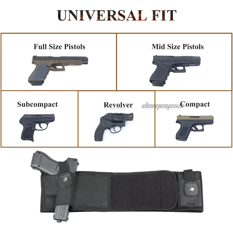 Concealed Carry Tactical Belly Band Holster Fits for Glock, Ruger LCP, Sig Sauer, Ruger, Kahr, Beretta, 1911,S&W M&P