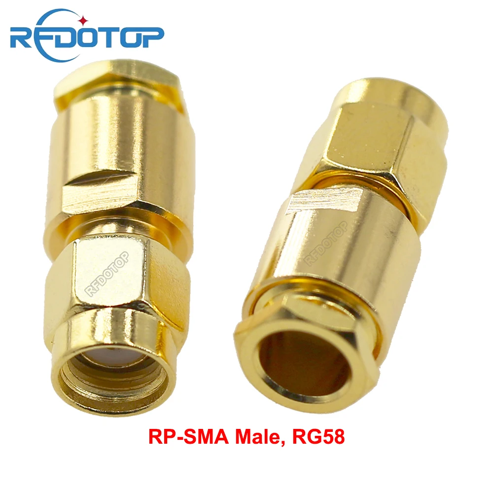 

10PCS/lot RP-SMA Male Plug Connector Mount RG58 Coaxial Cable Gold Plated RPSMA-K 50-3 RF Coaxial Connector High Quality