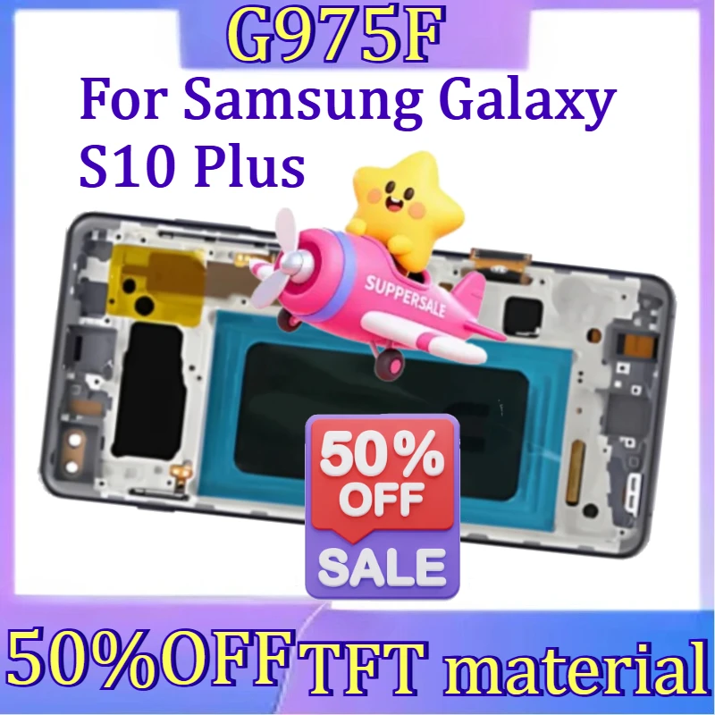 

For Samsumg S10+ LCD TFT Display Screen For Samsung Galaxy S10 Plus G975F G9750 LCD Display Touch Screen Digitizer with Frame