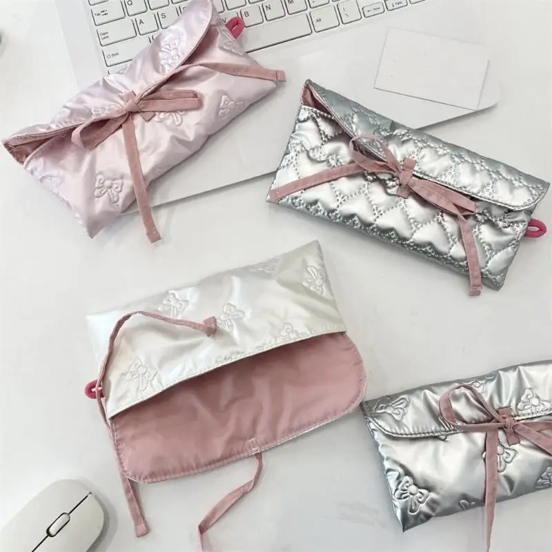 Bows Coin Simple Change Purse Wallet Change Bag Pencil Case Quilted Coin Purse for Woman and Girls 20CA