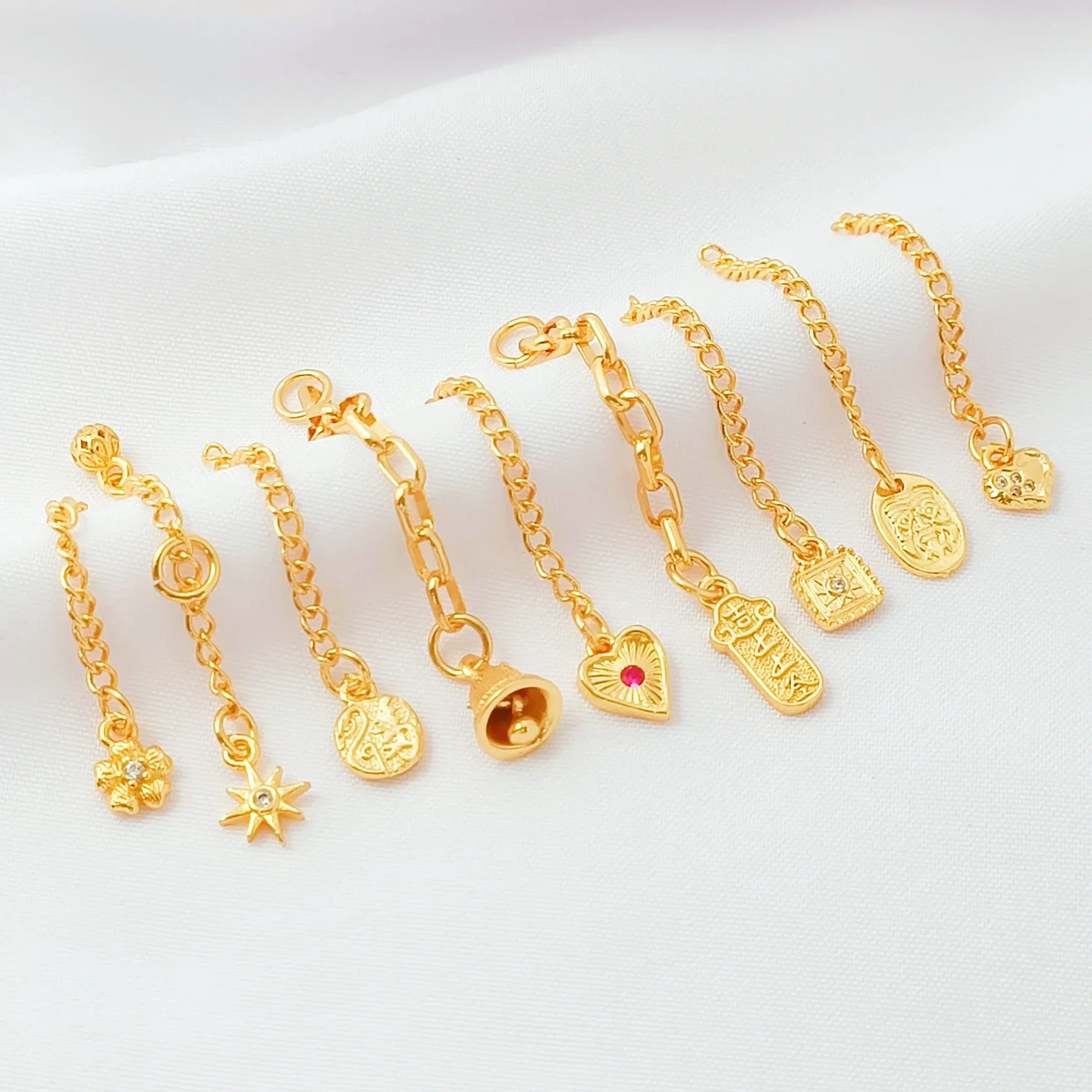 

24K Gold-plated Tail Chain with A Heart Sign on Top, Diy Extended Chain, Extended Chain Head Accessory