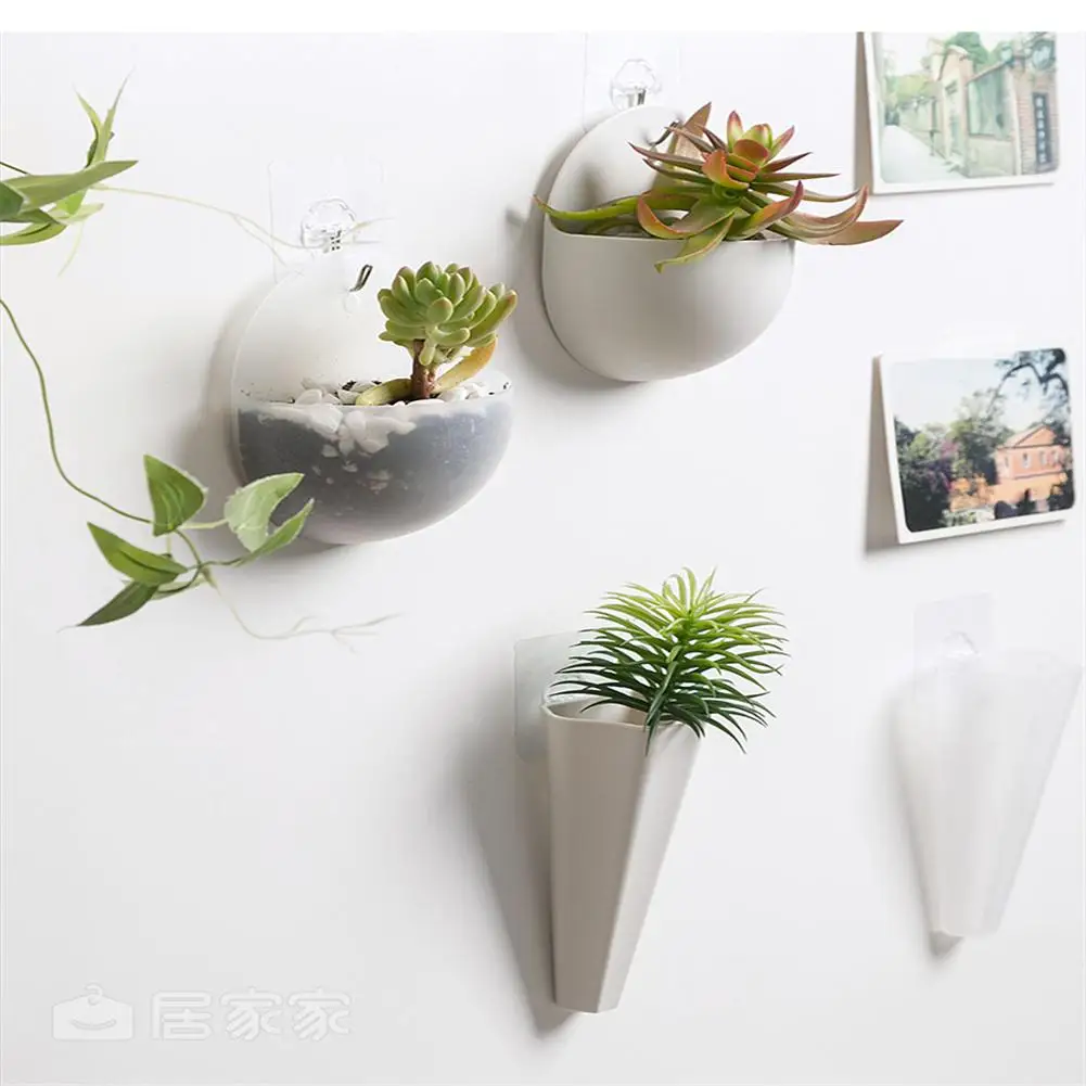 1PC Multifunctional Hydroponic Wall-mounted Plastic Vase Green Dill Flower Pot Home Wall Planter Decoration Garden Decoration