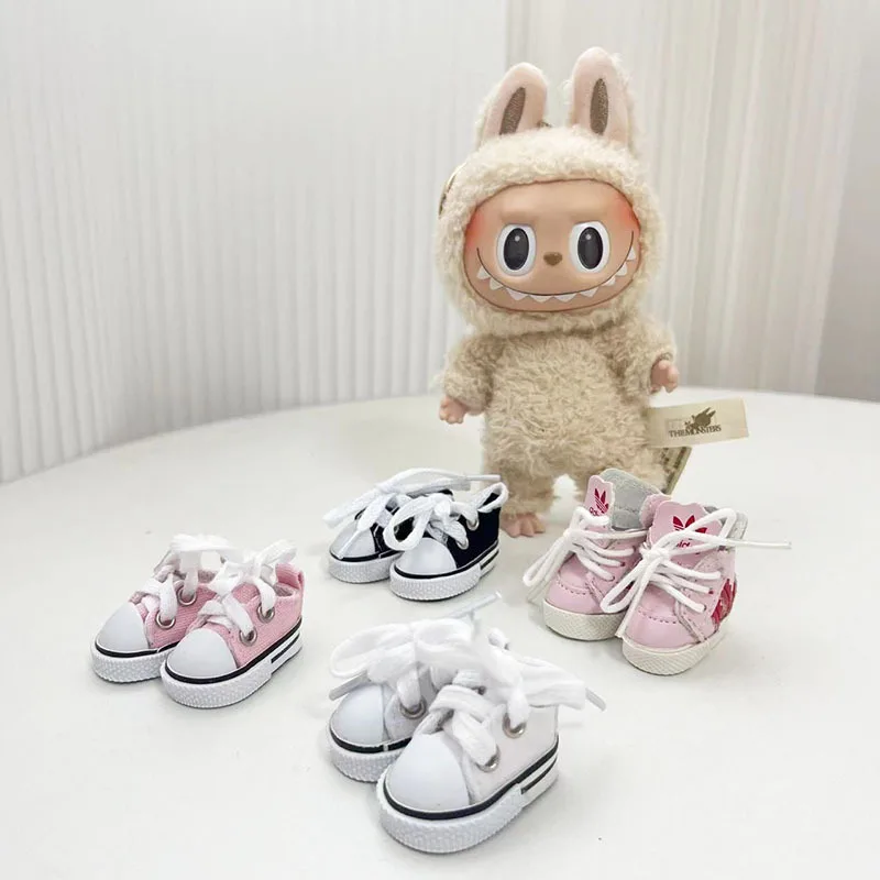 17cm Cute Labubu Leather Shoes Canvas Shoes Sneakers Camera Labubu Doll Shark Accessories Labubu Korea Kpop Exo DIY Girls Gift