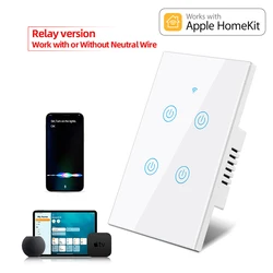 US standard Homekit touch sensing smart home WiFi wall light switch, remote control switch Siri voice control, IOS ecosystem