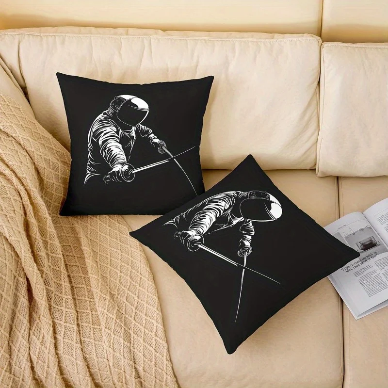 Set of 4 Ninja Warrior Pillowcases Throw Pillow Covers 40x40cm Graphic Assassin Fighter Art Bedding Decor Gift