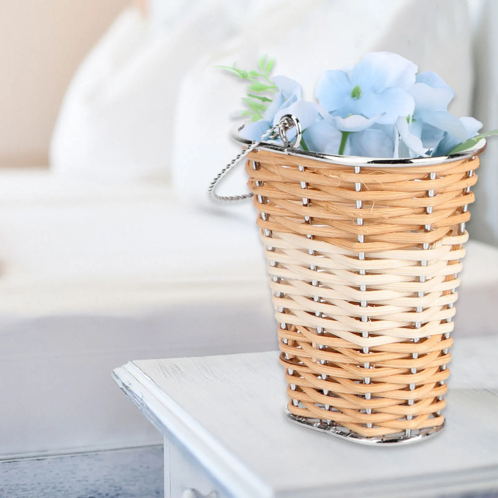 

3Pcs Storage Basket Woven Cylindrical Rattan Organizer Large Capacity Home Container Clothes Organizer Sundries Case Desktop