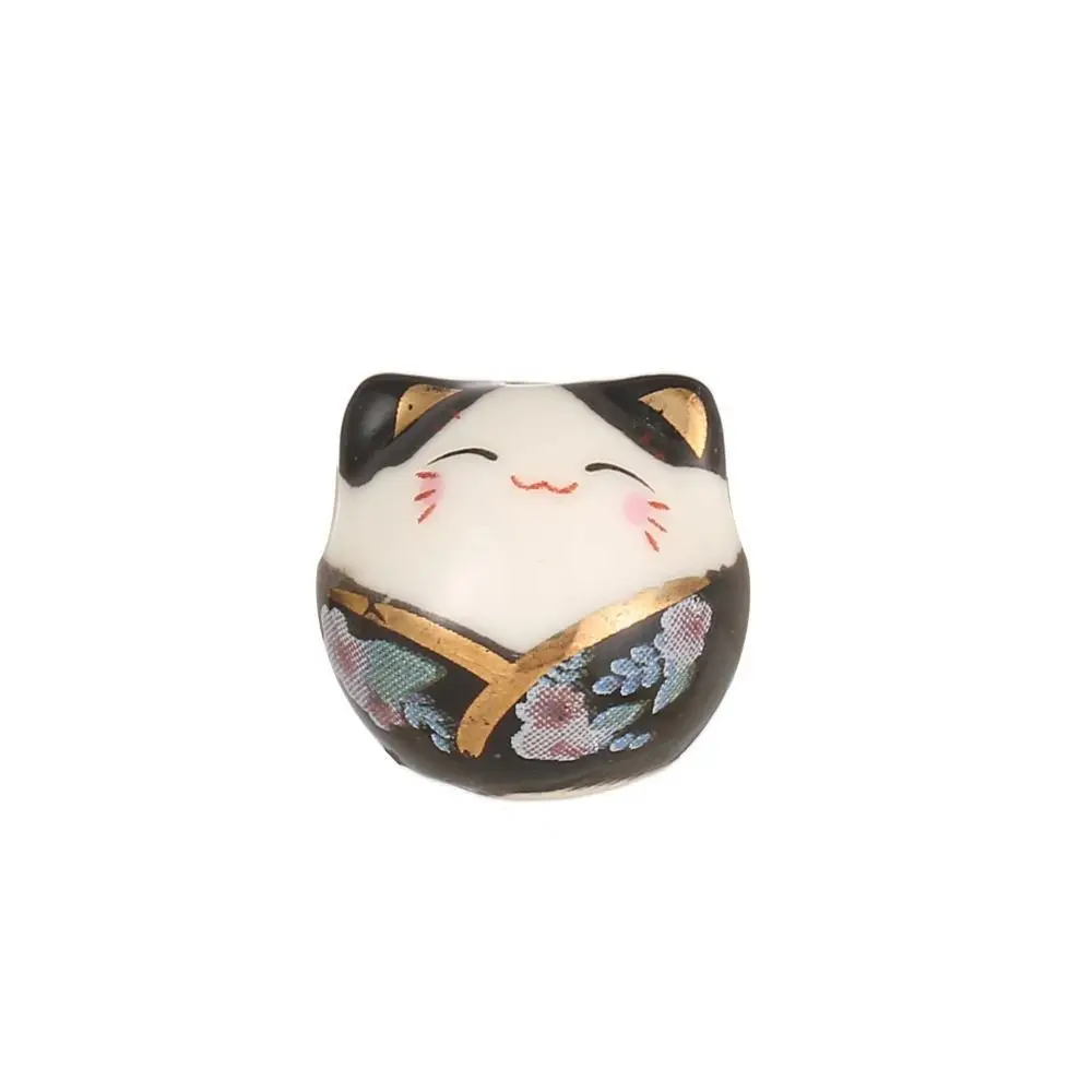 1pc Japanese Ceramic Fortune Cat Bead with Vertical Hole Pendant Charm for DIY Necklace Bracelet Jewelry Making Accessories