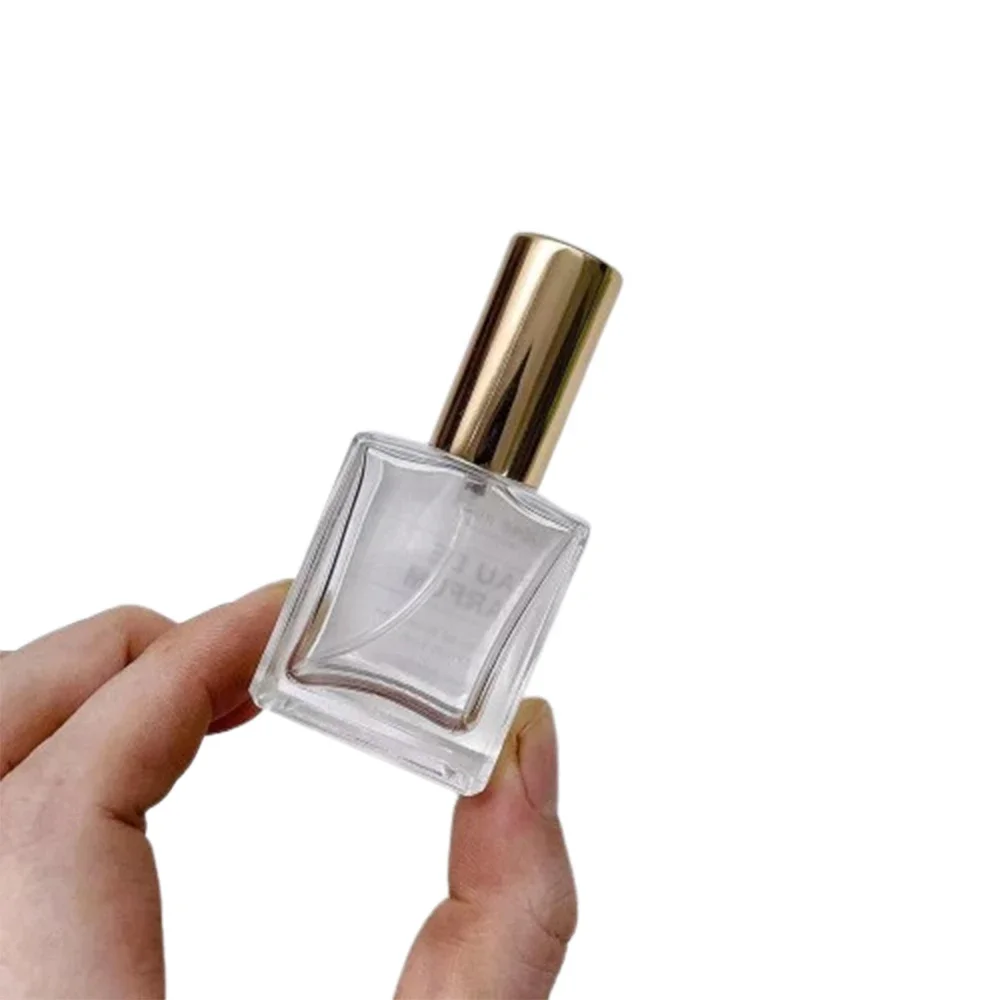 Atomiseur de parfum Transparent plat et carré de 10ML, flacon pulvérisateur à brume Fine, Portable de voyage, récipient vide en verre rechargeable