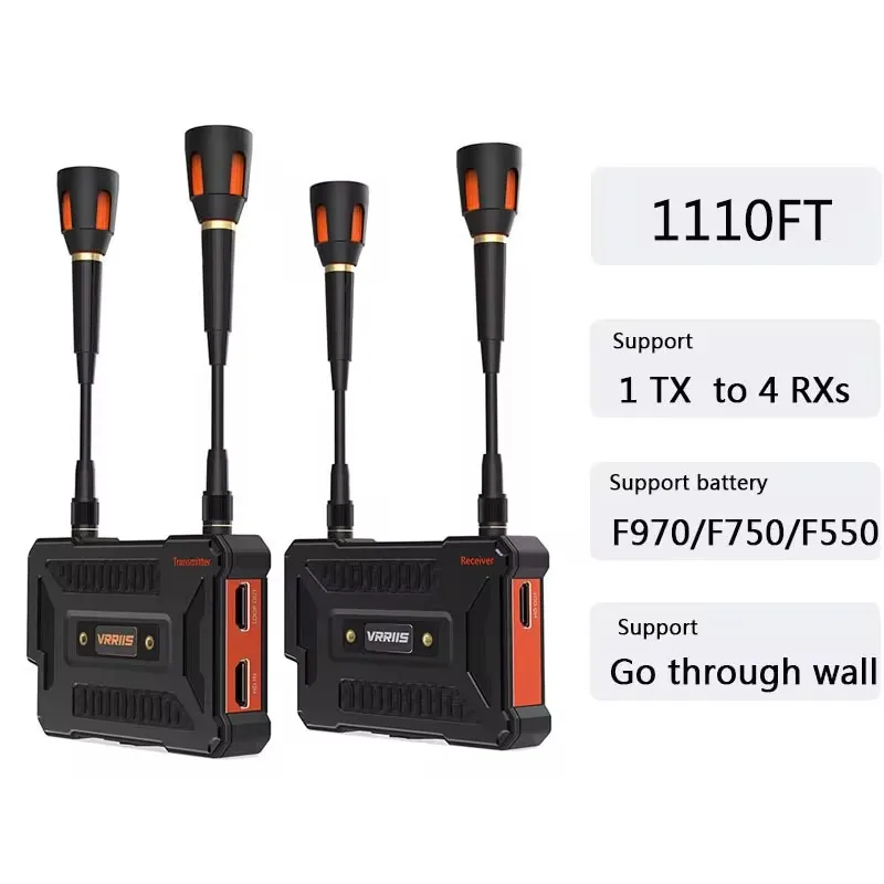 Kit extensor compatível com HDMI sem fio, transmissor e receptor, NP-F Bateria, Laptop, Câmera, PC para TV, 338M, 1080P