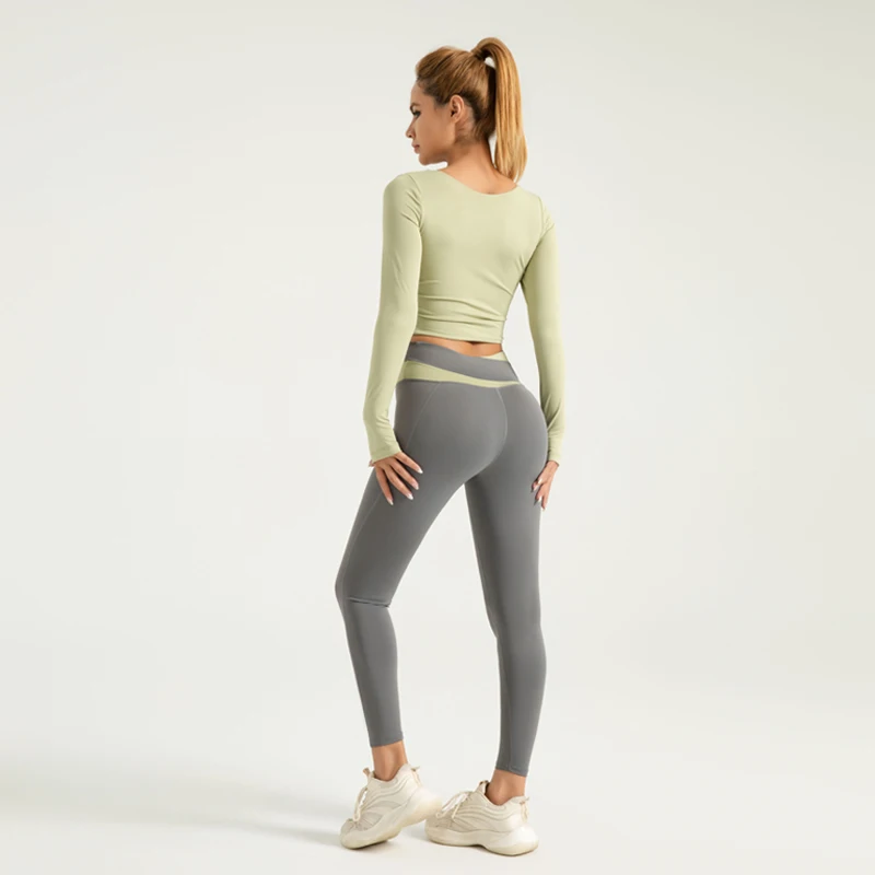 Calças de yoga de costura cruzada cintura alta fitness hip lift moldar pêssego hip secagem rápida correndo esportes collants pantalones de mujer