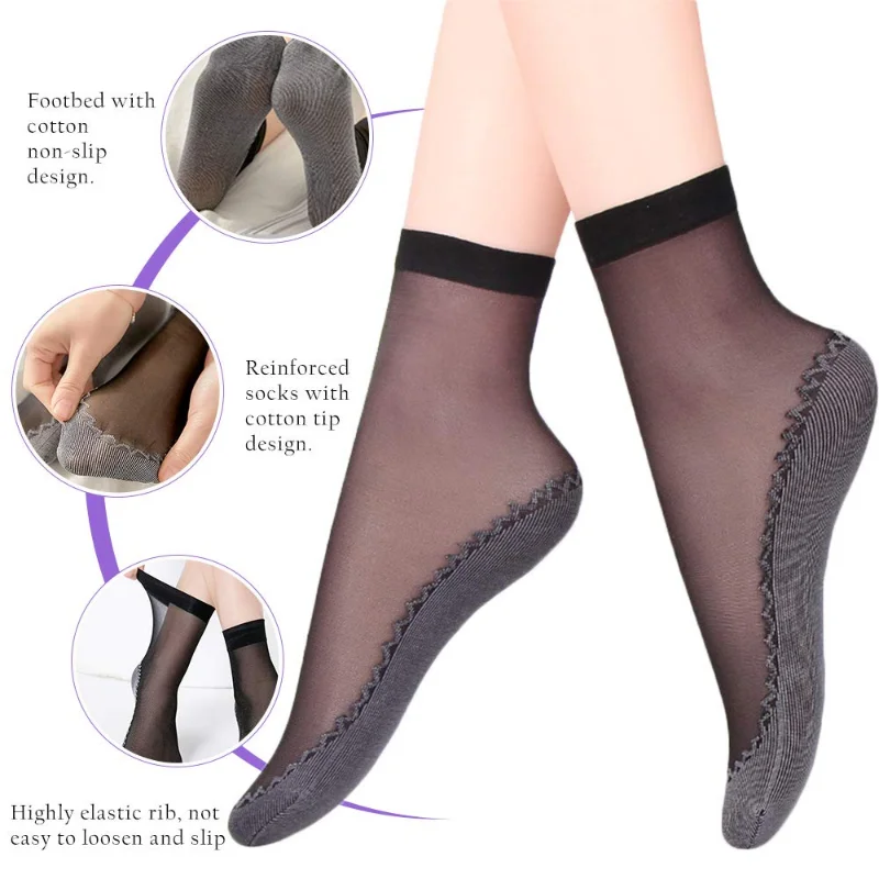 Calcetines de terciopelo suave para mujer, medias transpirables ultrafinas, informales, ligeras, transparentes, 10 pares