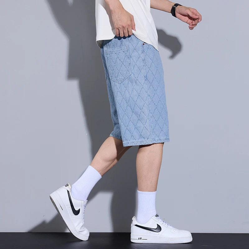 2025 Summer Mens Loose Fit Straight Leg Checkered Casual Shorts Breathable Lightweight Comfortable Outdoor Minimalist Fashion