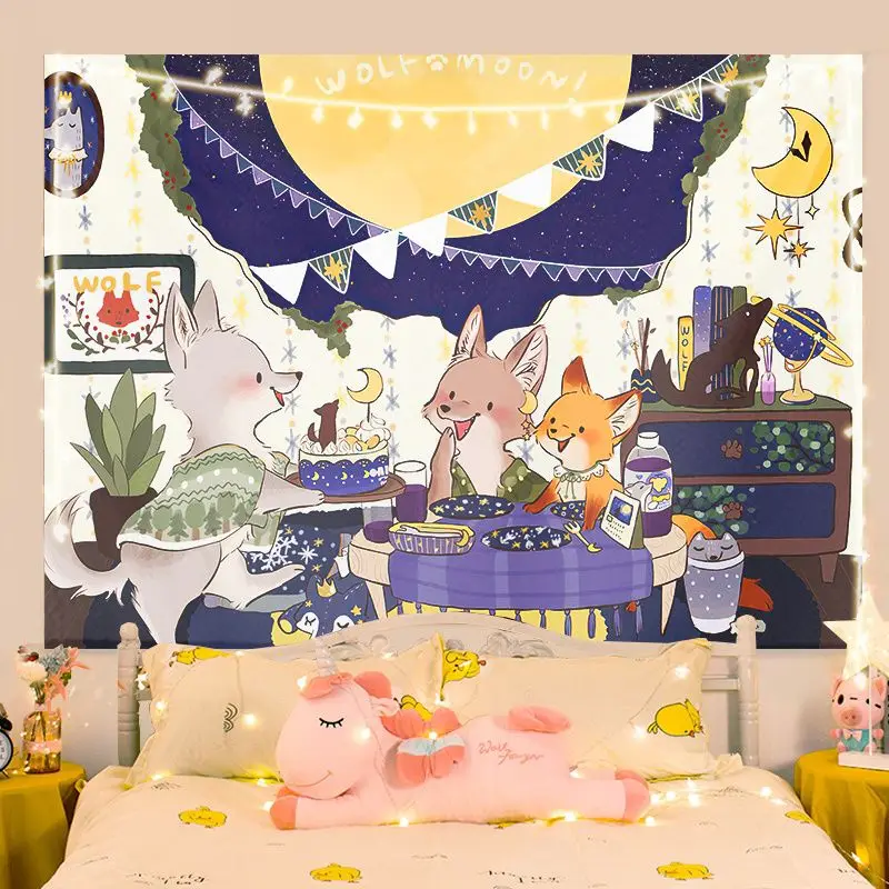 38-дизайн! Плюшевый фон с изображением лисы, ступенчатый макияж, идеально подходит для: прямых трансляций, домашнего декора,