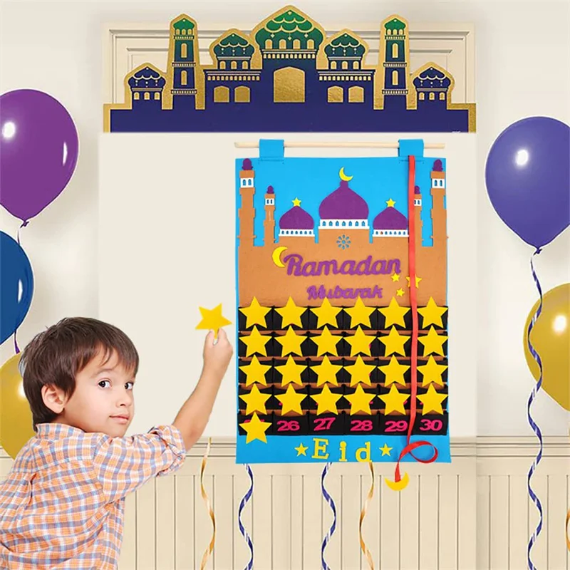 

Ramadan Calendar Eid Mubarak Hanging Felt Countdown Calendar Ramadan Mubarak Decoration 2024 Islamic Muslim 30days Advent gifts