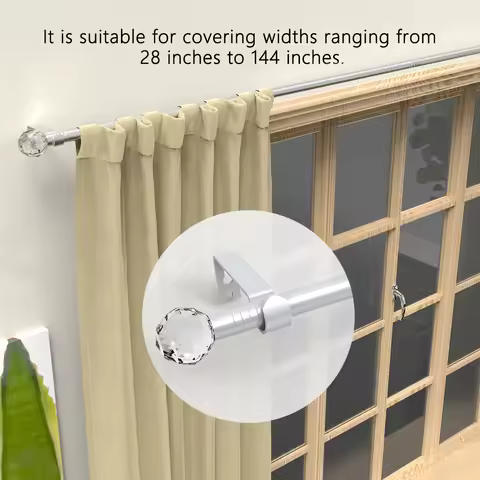 5/ 8inch Iron Spliced Roman Rod, Gold Curtain Rod, Transparent Crystal Style Decorative Head, Can Be Used to Install Curtains, Sheer Curtains, Shower Curtains, Suitable for Curtain Rods of Windows from 28inch to 144inch The Curtain Rod Bracket Set Is Easy to Install, Strong and Durable. Suitable for Use in the Bedroom, Kitchen, Living Room, Dining Room or Office, Modern and Luxurious Style, Visually Simple and Beautiful.