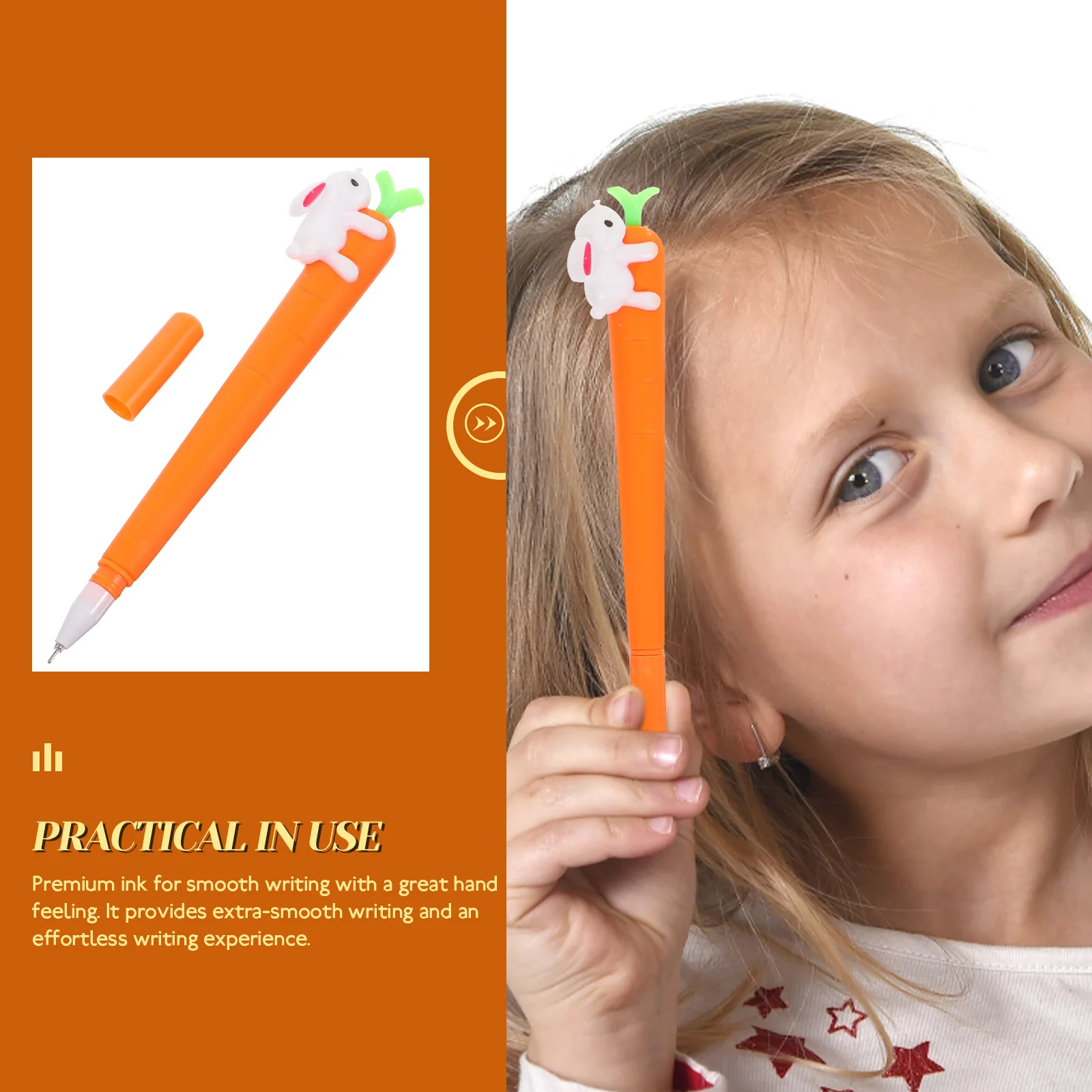 

15pcs Cartoon Pen 0.5mm Gel Ink Rabbit Carrot Pattern Note Taking Pens Student Office Supplies Smooth Writing Premium