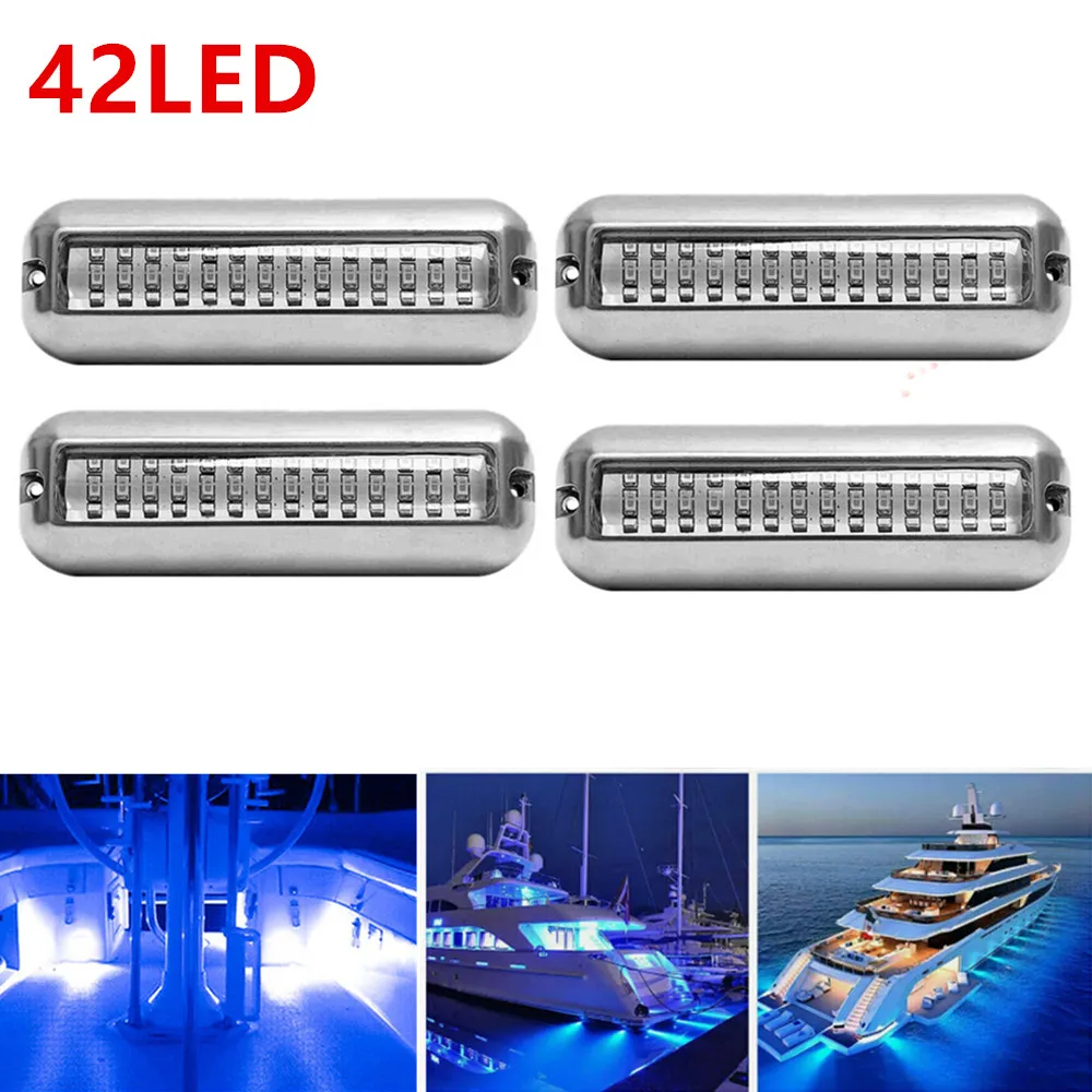 

4PCS Boat light yacht light 42LED Underwater Light boat Truck Yacht Accessories marine Universal Stainless Steel Waterproof