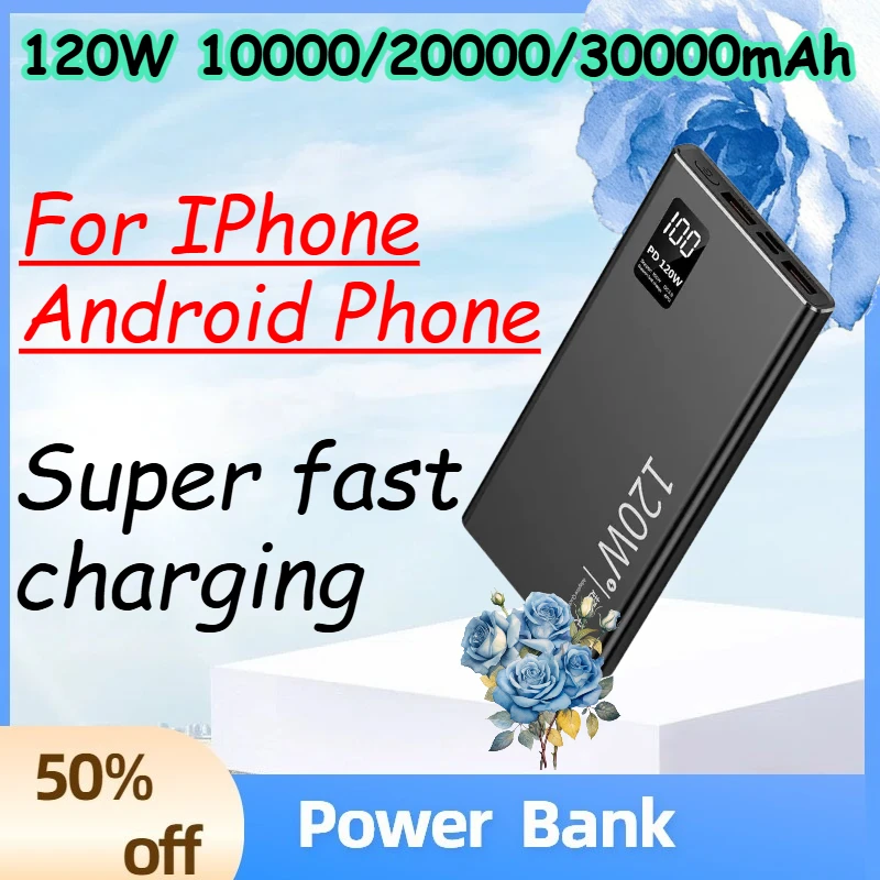

(CCC)120W 10000/20000/30000mAh Portable Power Bank for IPhone Android Phone Lightweight Compact and Fast - Charging Power Bank