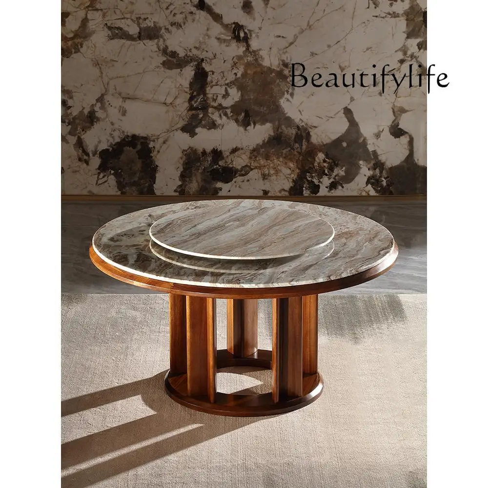 Nordic Antique Marble Household Minimalist Turntable round Table