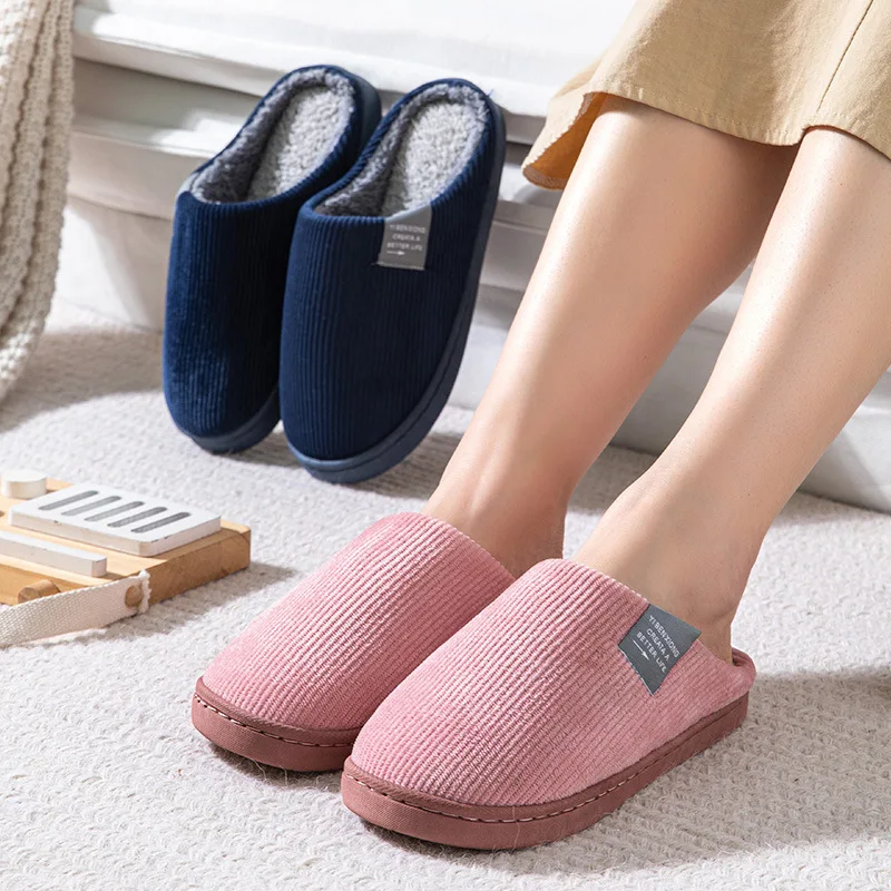 Winter Women'S Cotton Slippers Indoor Slippers  Women Men Winter Thick Sole House Warm Couples Home Non-Slip soft shoes