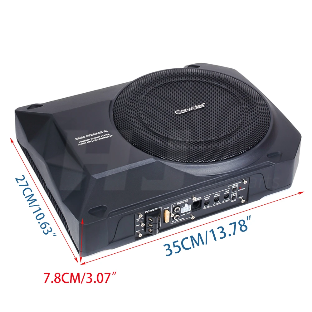 1pcs 10 Inch Car Bass Audio Speakers Active Sub Woofer Under Seat Woofer Power Amplifier 1200w 50hz-150hz low range With Control