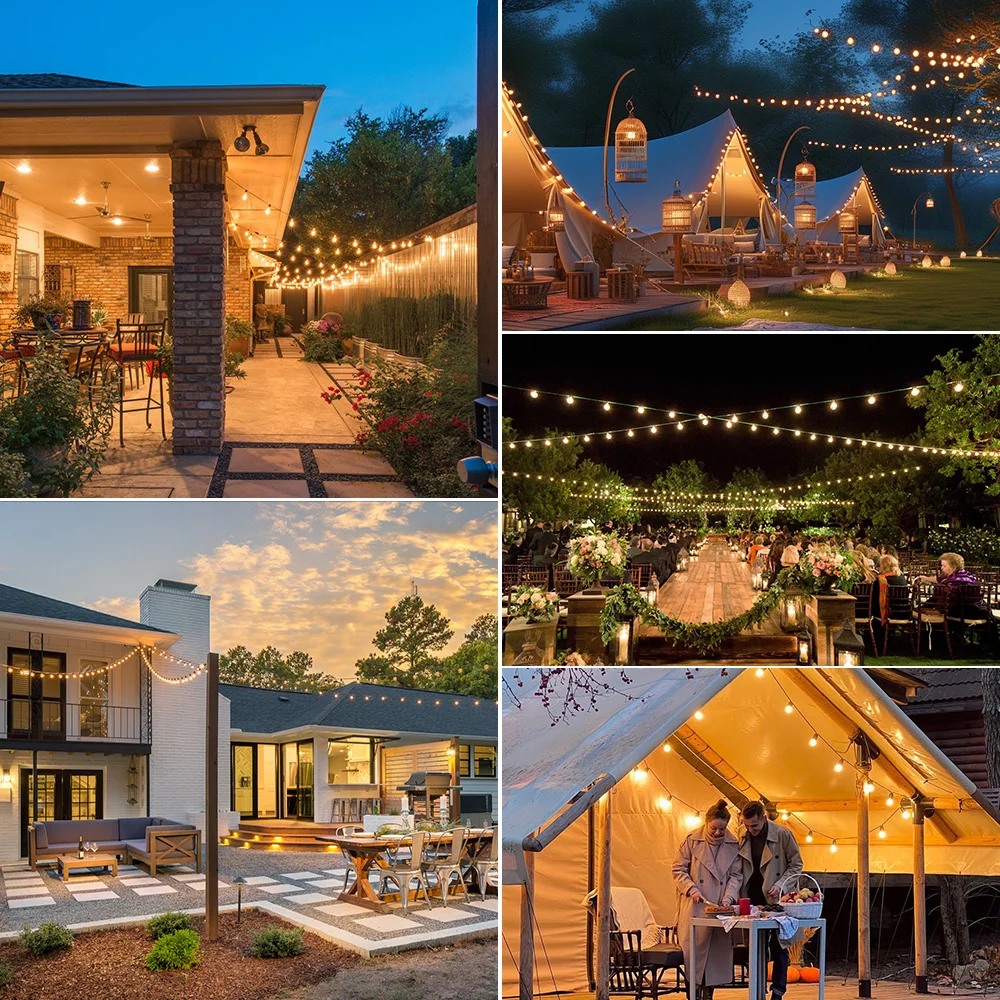 S14 String Light 12V 24V Shatterproof Led Bulb EU Vintage Garland 1W 2W Low Voltage IP44 Waterproof String Light For Garden Home