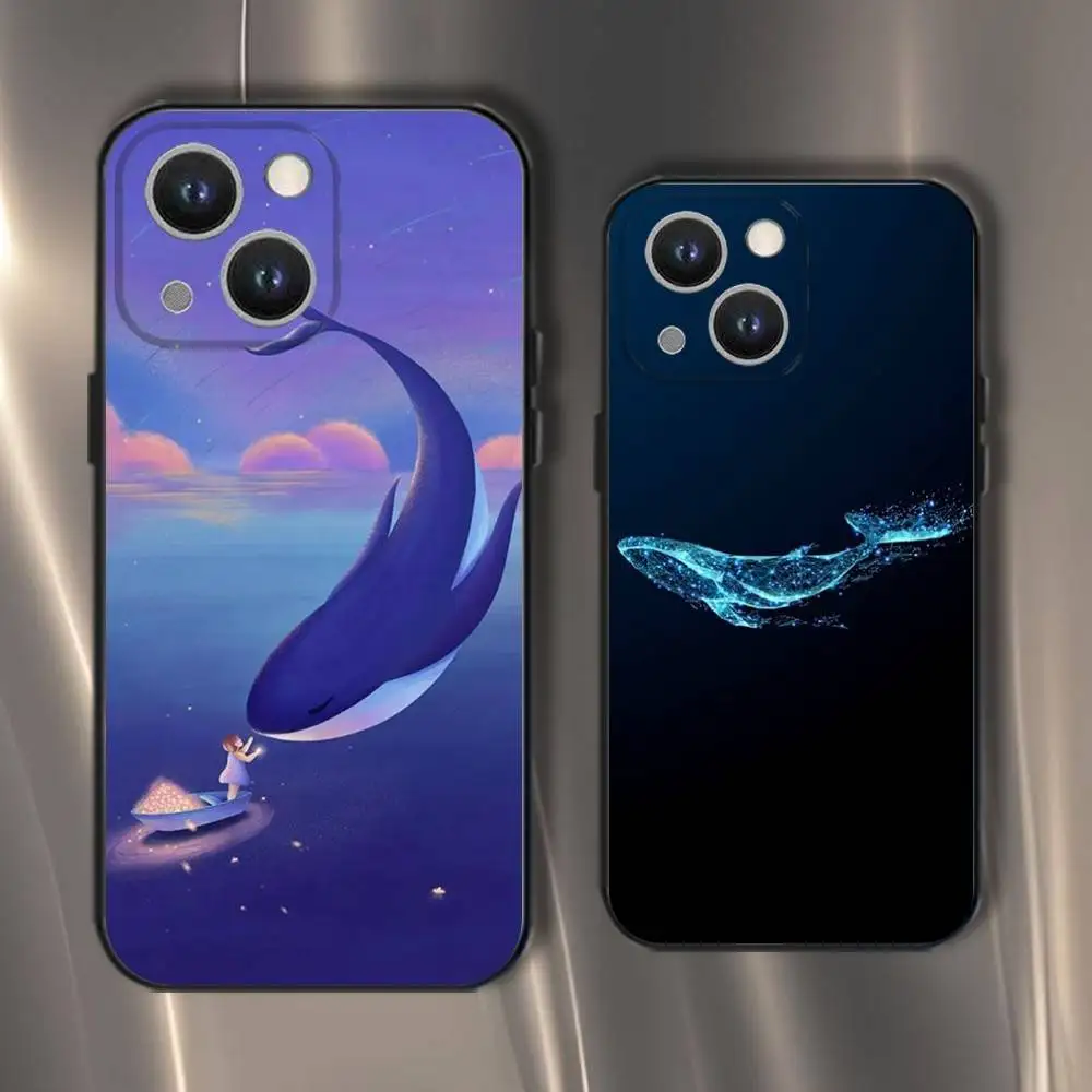 

Whale Cartoon Whale landing Phone Case For iPhone 16,15,14,13,12,11,Pro,XS,Max,XR,Plus,E,SE4,Mini Black Soft Cover